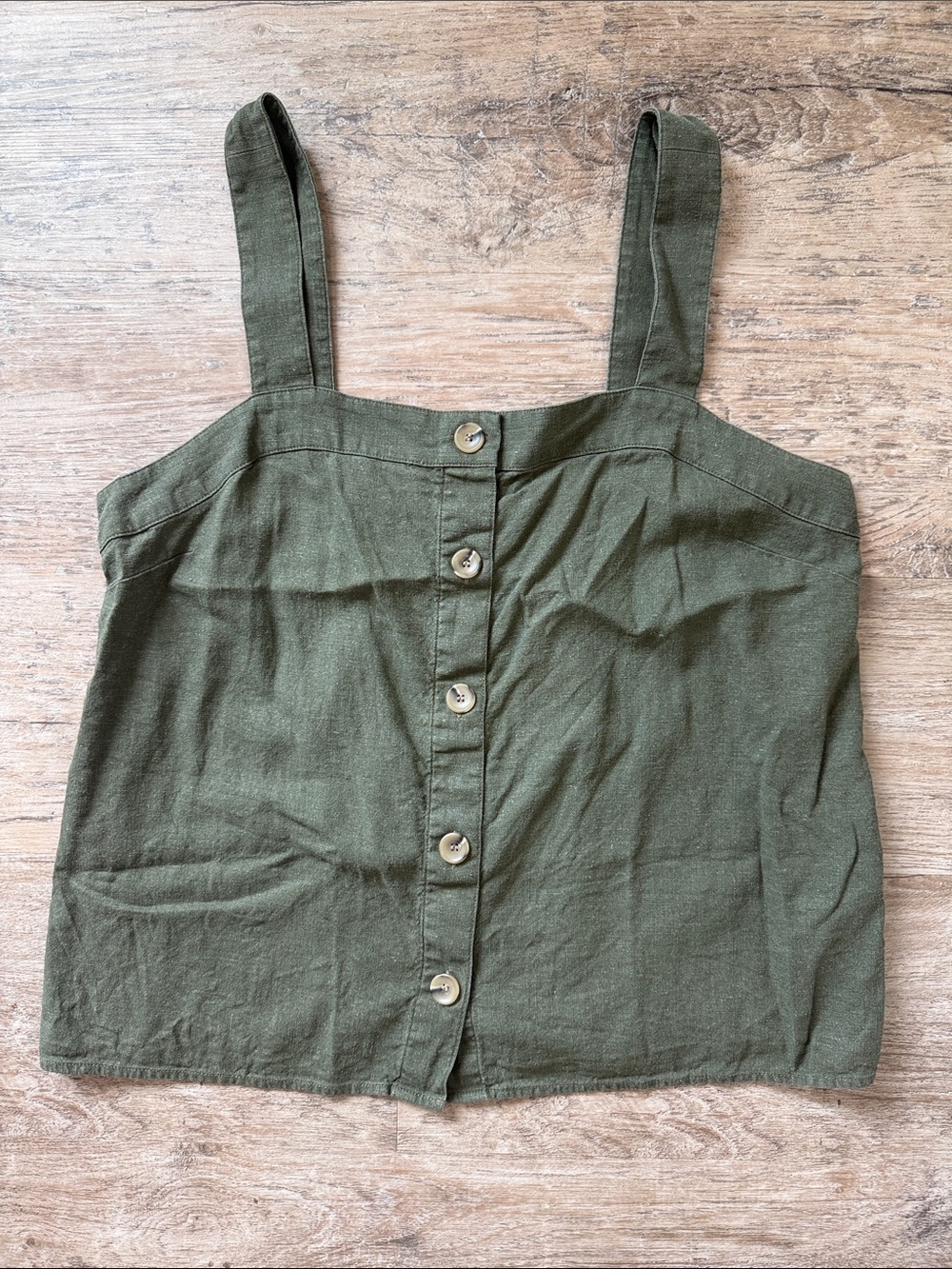 J. Crew Olive Green Button-Front Tank Top